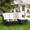 Costway 3PCS Patio Rattan Furniture Set 3-Seat Sofa Cushioned Table Garden Turqouise/Grey/Off White/Navy